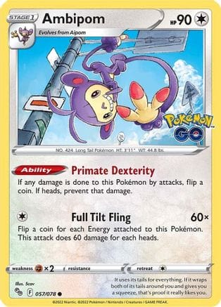 'Pokemon - 'Ambipom 057/078  Pokemon GO - Common