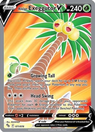 'Pokemon - 'Alolan Exeggutor V (Full Art) 071/078  - Holofoil Pokemon GO - Ultra Rare
