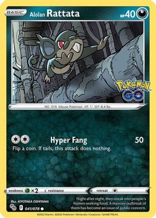 'Pokemon - 'Alolan Rattata 041/078  Pokemon GO - Common