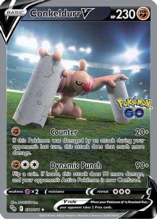 'Pokemon - 'Conkeldurr V (Alternate Full Art) 074/078  - Holofoil Pokemon GO - Ultra Rare