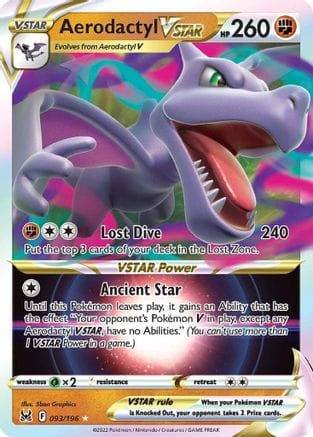 'Pokemon - 'Aerodactyl VSTAR 093/196  - Holofoil SWSH11 Lost Origin - Ultra Rare