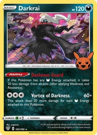'Pokemon - 'Darkrai 105/189  - Holofoil Trick or Trade BOOster Bundle - Promo