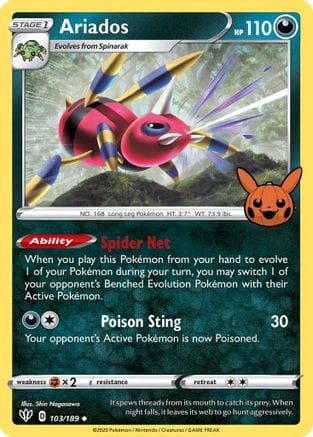 'Pokemon - 'Ariados 103/189  Trick or Trade BOOster Bundle - Promo