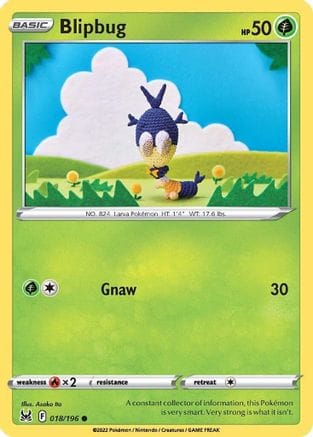'Pokemon - 'Blipbug 018/196  - Reverse Holofoil SWSH11 Lost Origin - Common