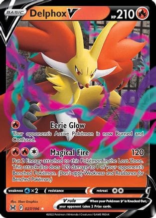 'Pokemon - 'Delphox V 027/196  - Holofoil SWSH11 Lost Origin - Ultra Rare
