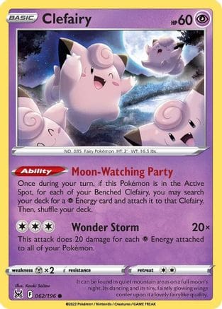 'Pokemon - 'Clefairy 062/196  SWSH11 Lost Origin - Common