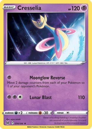 'Pokemon - 'Cresselia 074/196  - Reverse Holofoil SWSH11 Lost Origin - Holo Rare