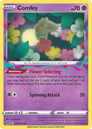 'Pokemon - 'Comfey 079/196  - Reverse Holofoil SWSH11 Lost Origin - Rare