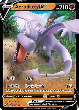 'Pokemon - 'Aerodactyl V 092/196  - Holofoil SWSH11 Lost Origin - Ultra Rare