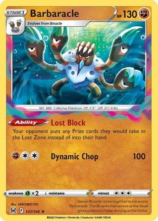 'Pokemon - 'Barbaracle 107/196  - Reverse Holofoil SWSH11 Lost Origin - Holo Rare
