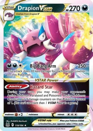 'Pokemon - 'Drapion VSTAR 119/196  - Holofoil SWSH11 Lost Origin - Ultra Rare