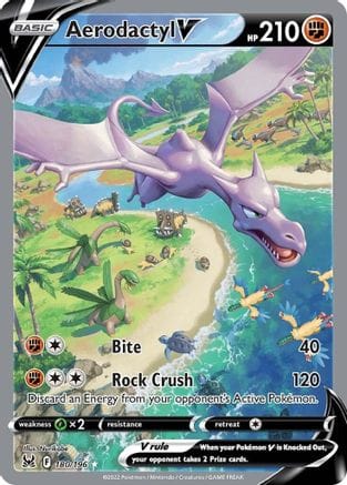 'Pokemon - 'Aerodactyl V (Alternate Full Art) 180/196  - Holofoil SWSH11 Lost Origin - Ultra Rare