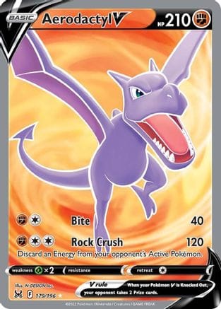 'Pokemon - 'Aerodactyl V (Full Art) 179/196  - Holofoil SWSH11 Lost Origin - Ultra Rare