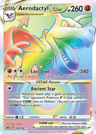 'Pokemon - 'Aerodactyl VSTAR (Secret) 199/196  - Holofoil SWSH11 Lost Origin - Secret Rare