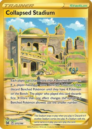 'Pokemon - 'Collapsed Stadium (Secret) 215/196  - Holofoil SWSH11 Lost Origin - Secret Rare