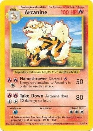'Pokemon - 'Arcanine 023/102  Base Set - Uncommon
