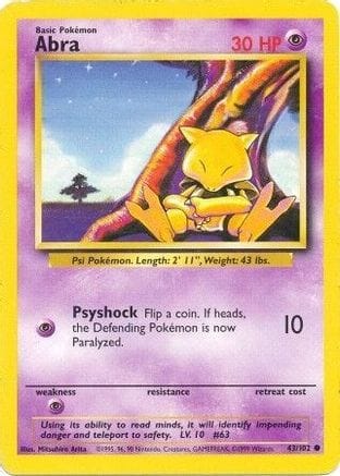 'Pokemon - 'Abra 043/102  Base Set - Common