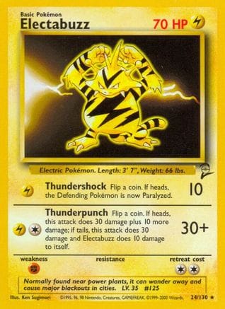 'Pokemon - 'Electabuzz 024/130  Base Set 2 - Rare