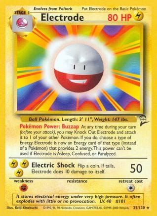 'Pokemon - 'Electrode 025/130  Base Set 2 - Rare