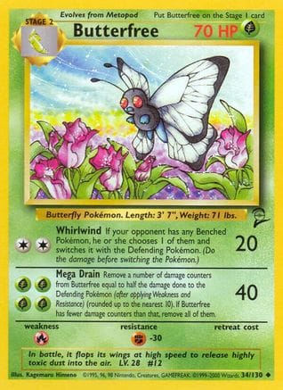 'Pokemon - 'Butterfree 034/130  Base Set 2 - Uncommon