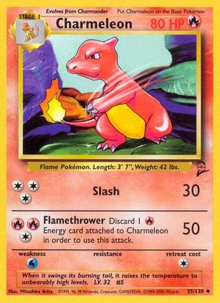 'Pokemon - 'Charmeleon 035/130  Base Set 2 - Uncommon
