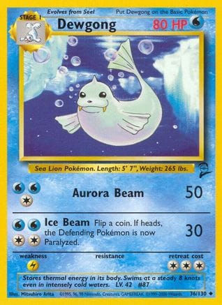 'Pokemon - 'Dewgong 036/130  Base Set 2 - Uncommon