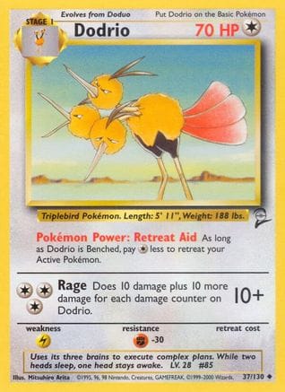 'Pokemon - 'Dodrio 037/130  Base Set 2 - Uncommon