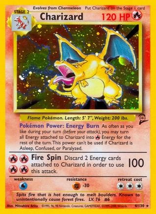'Pokemon - 'Charizard 004/130  - Holofoil Base Set 2 - Holo Rare