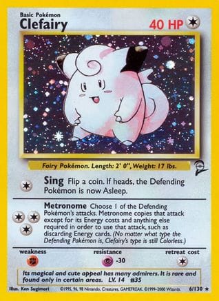 'Pokemon - 'Clefairy 006/130  - Holofoil Base Set 2 - Holo Rare