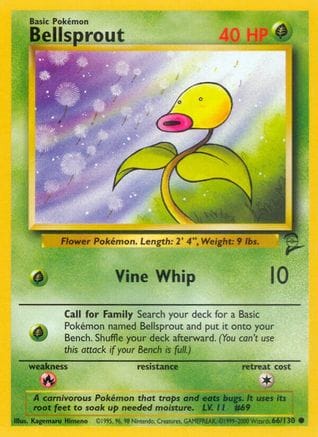 'Pokemon - 'Bellsprout 066/130  Base Set 2 - Common