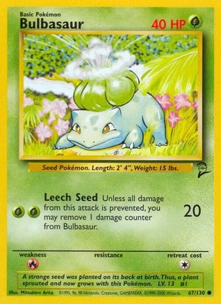 'Pokemon - 'Bulbasaur 067/130  Base Set 2 - Common
