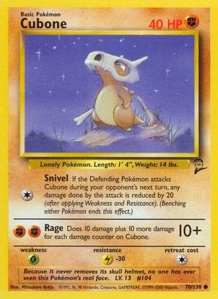 'Pokemon - 'Cubone 070/130  Base Set 2 - Common