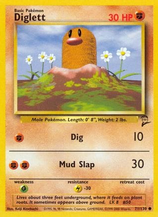 'Pokemon - 'Diglett 071/130  Base Set 2 - Common