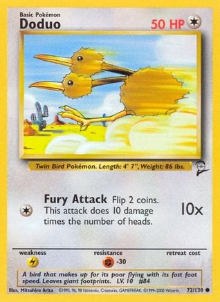 'Pokemon - 'Doduo 072/130  Base Set 2 - Common