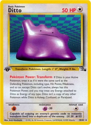 'Pokemon - 'Ditto (18) 018/62  - 1st Edition Fossil - Rare