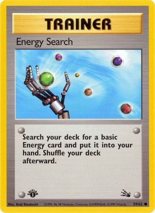'Pokemon - 'Energy Search 059/62  - 1st Edition Fossil - Common