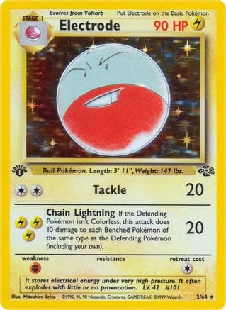 'Pokemon - 'Electrode (2) 002/64  - 1st Edition Holofoil Jungle - Holo Rare