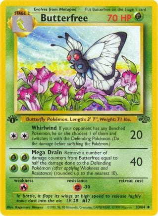 'Pokemon - 'Butterfree 033/64  - Unlimited Jungle - Uncommon