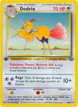 'Pokemon - 'Dodrio 034/64  - Unlimited Jungle - Uncommon