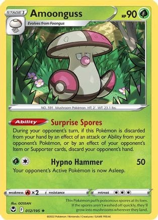 'Pokemon - 'Amoonguss 012/195  - Reverse Holofoil SWSH12 Silver Tempest - Rare