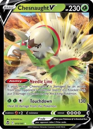 'Pokemon - 'Chesnaught V 015/195  - Holofoil SWSH12 Silver Tempest - Ultra Rare