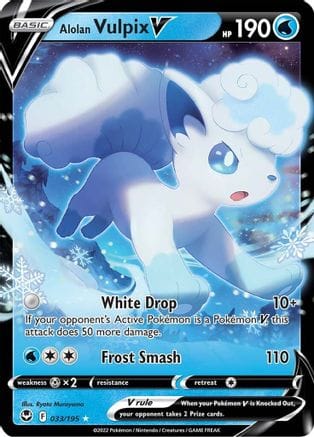 'Pokemon - 'Alolan Vulpix V 033/195  - Holofoil SWSH12 Silver Tempest - Ultra Rare
