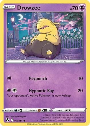 'Pokemon - 'Drowzee 060/195  - Reverse Holofoil SWSH12 Silver Tempest - Common