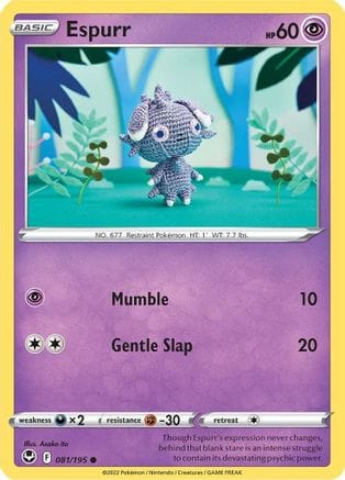 'Pokemon - 'Espurr 081/195  - Reverse Holofoil SWSH12 Silver Tempest - Common