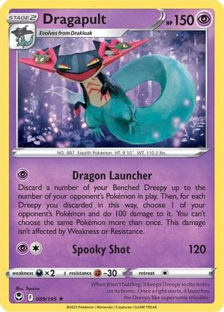 'Pokemon - 'Dragapult 089/195  - Reverse Holofoil SWSH12 Silver Tempest - Holo Rare