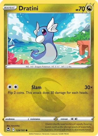 'Pokemon - 'Dratini 129/195  - Reverse Holofoil SWSH12 Silver Tempest - Common