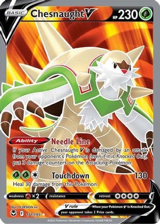 'Pokemon - 'Chesnaught V (Full Art) 171/195  - Holofoil SWSH12 Silver Tempest - Ultra Rare