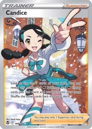 'Pokemon - 'Candice (Full Art) 189/195  - Holofoil SWSH12 Silver Tempest - Ultra Rare