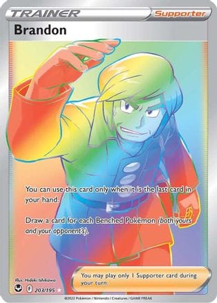 'Pokemon - 'Brandon (Secret) 203/195  - Holofoil SWSH12 Silver Tempest - Secret Rare