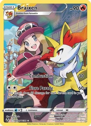 'Pokemon - 'Braixen TG01/TG30  - Holofoil SWSH12 Silver Tempest Trainer Gallery - Ultra Rare